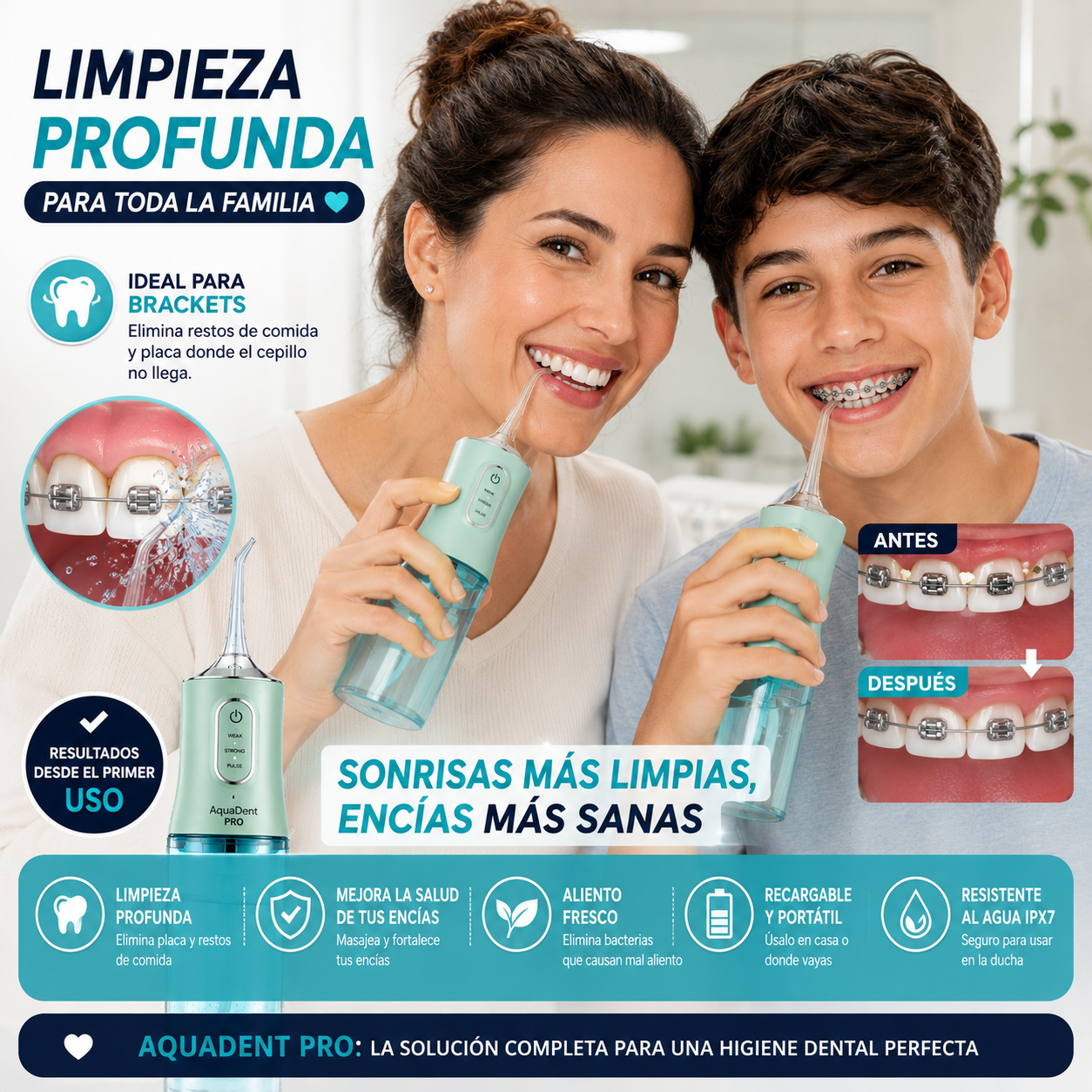 AQUADENT PRO 🦷 LIMPIADOR DENTAL IRRIGADOR.