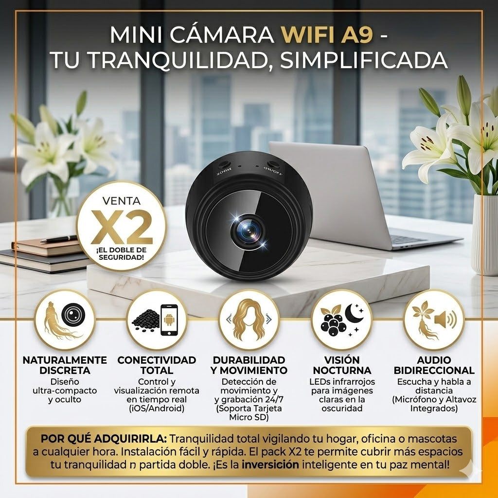 OJO SECRETO 👀MINI CÁMARA ESPÍA HD CON MONITOREO EN TIEMPO REAL, Protege tu hogar, desde tu celular 📱